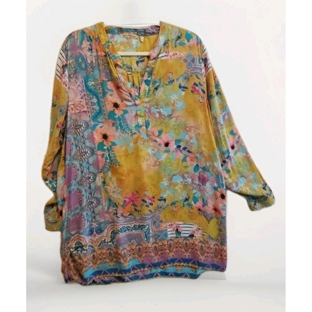Soft Surroundings Colorful Boho Modal Tunic Lagen Abstract Floral Print #682 - Picture 9 of 12